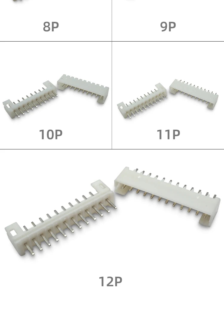 100pcs /LOT JST PH2.0 Straight/Curved Needle Connector 2Pin~16Pin Male Pin Header Right Angle 90°/180° 2.0mm Pitch