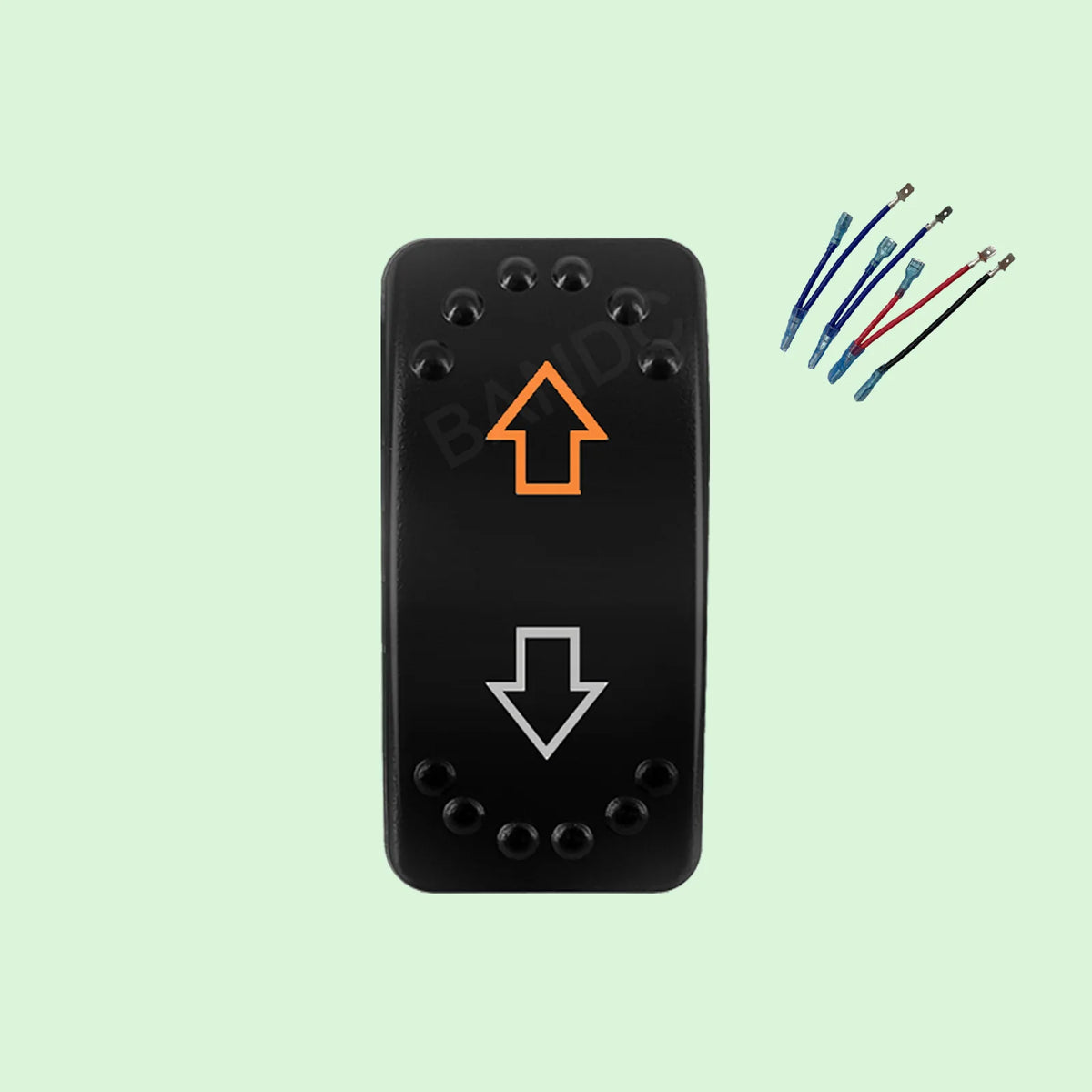 UP DOWN ARROWS Momentary Rocker Switch 7P (ON)-OFF-(ON) DPDT Retractive Switch + Wires for Car Boat Marine Vehicle Yacht Ship