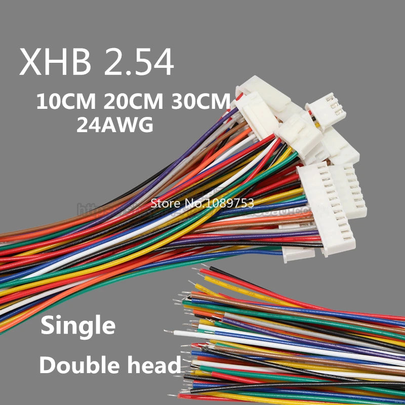 5Pcs XHB 2.54mm with Lock Connector Wire 24AWG Single/Double Head Forward & Reverse Polarity 10/20/30cm Length