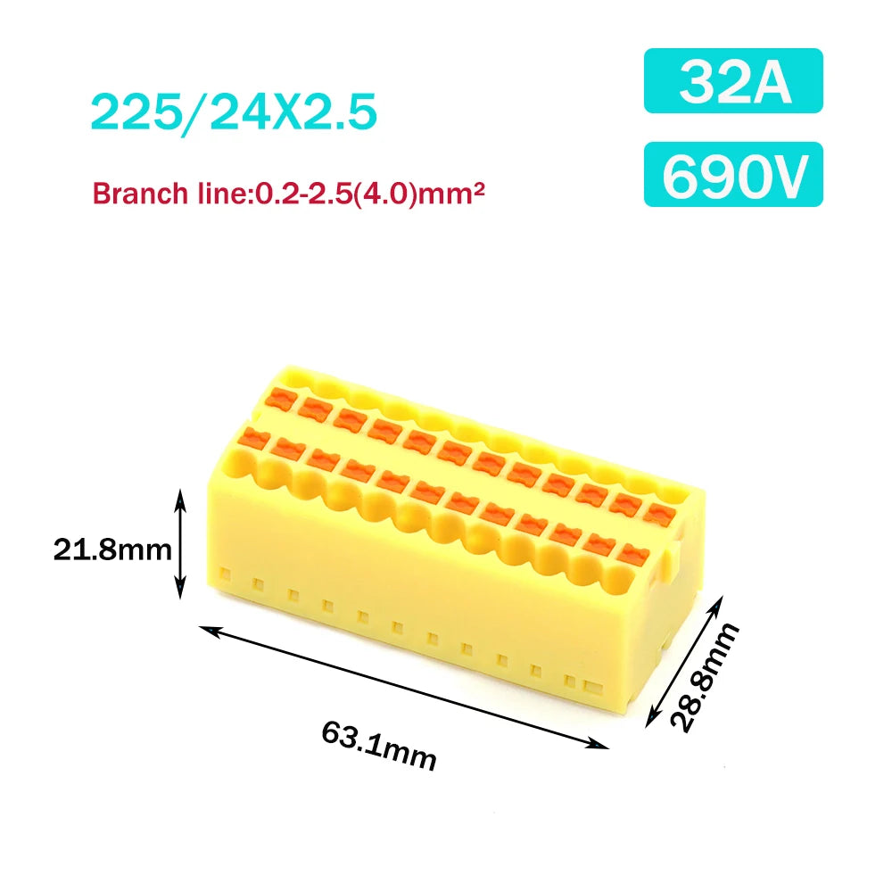 Wire Electrical Connectors PTFIX 2.5mm Wire Merging And Branching Device Push-in Terminal Block Connector Mount On Din Rail