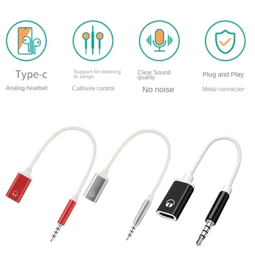 1PC Portable Durable Aux Cable Converter 3.5mm to Type-C Analog Audio Headphone Adapter Cable