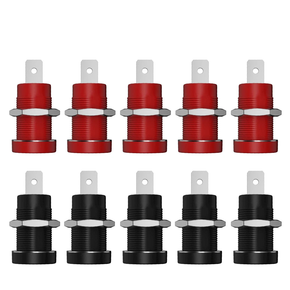 QSS 10pcs 4mm Safety Banana Socket Panel Socket Banana Plug Jack Electrical Connector Tool
