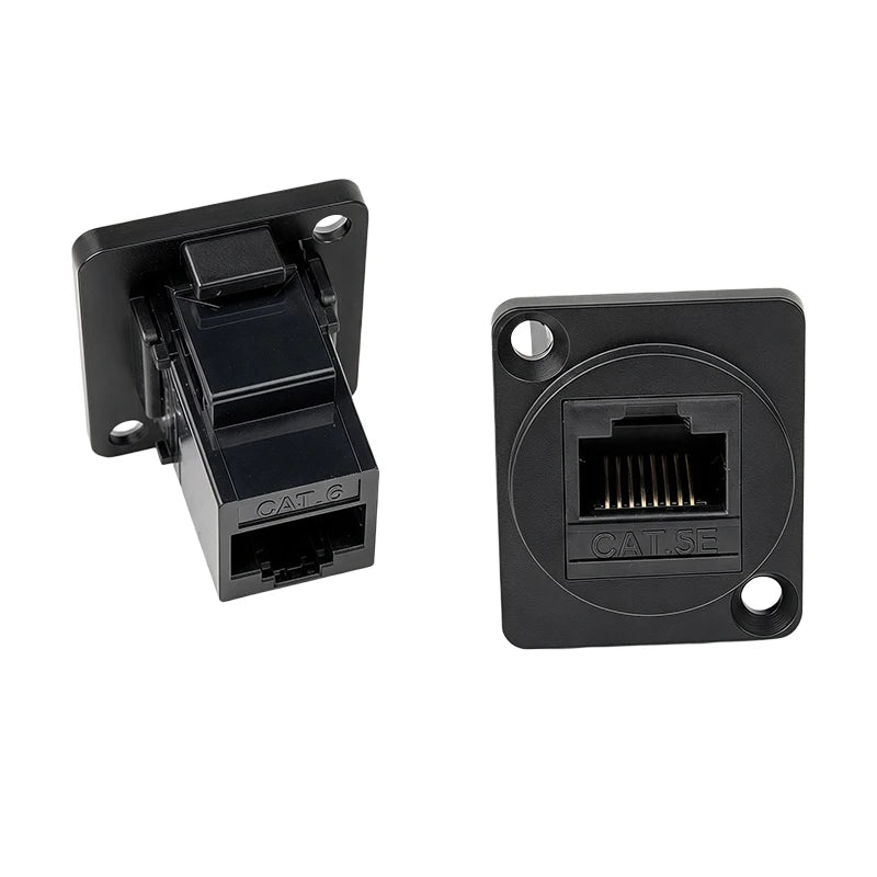 D Type RJ45 CAT5E CAT6 CAT6A CAT7 Panel Mount Feed Through Connector Shielded Ethernet Socket for Rack Cabinet Wall Plate 8P8C
