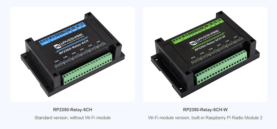 Raspberry Pi Pico 2 RP2350 industrial 6-ch Relay RS485 isolation protection Waveshare RP2350-Relay-6CH WIFI Option