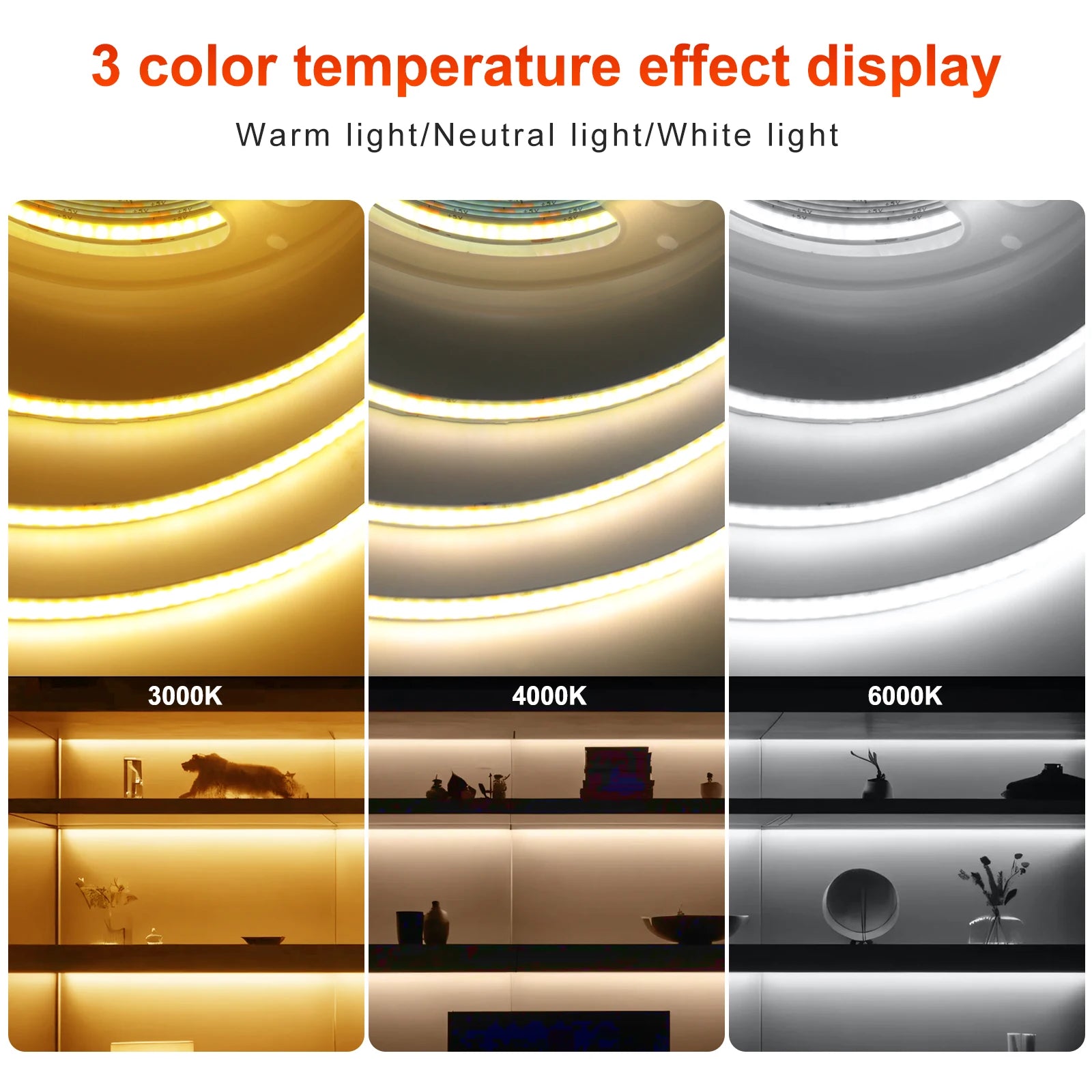 Super Bright USB DC5V COB Led Light Strip 320LED/m High Density Flexible Linear Lighting Warm/Natural/White 50cm 1m 2m 3m 4m 5m