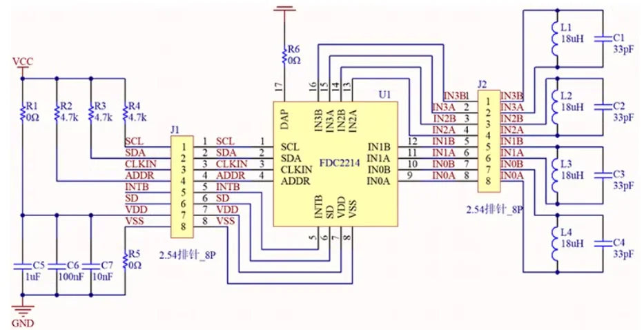 1Pcs Capacitive Sensor FDC2214 Module QFN Chip Adapter Board Electronic Competition Near-Liquid Level Non-Contact Sensing