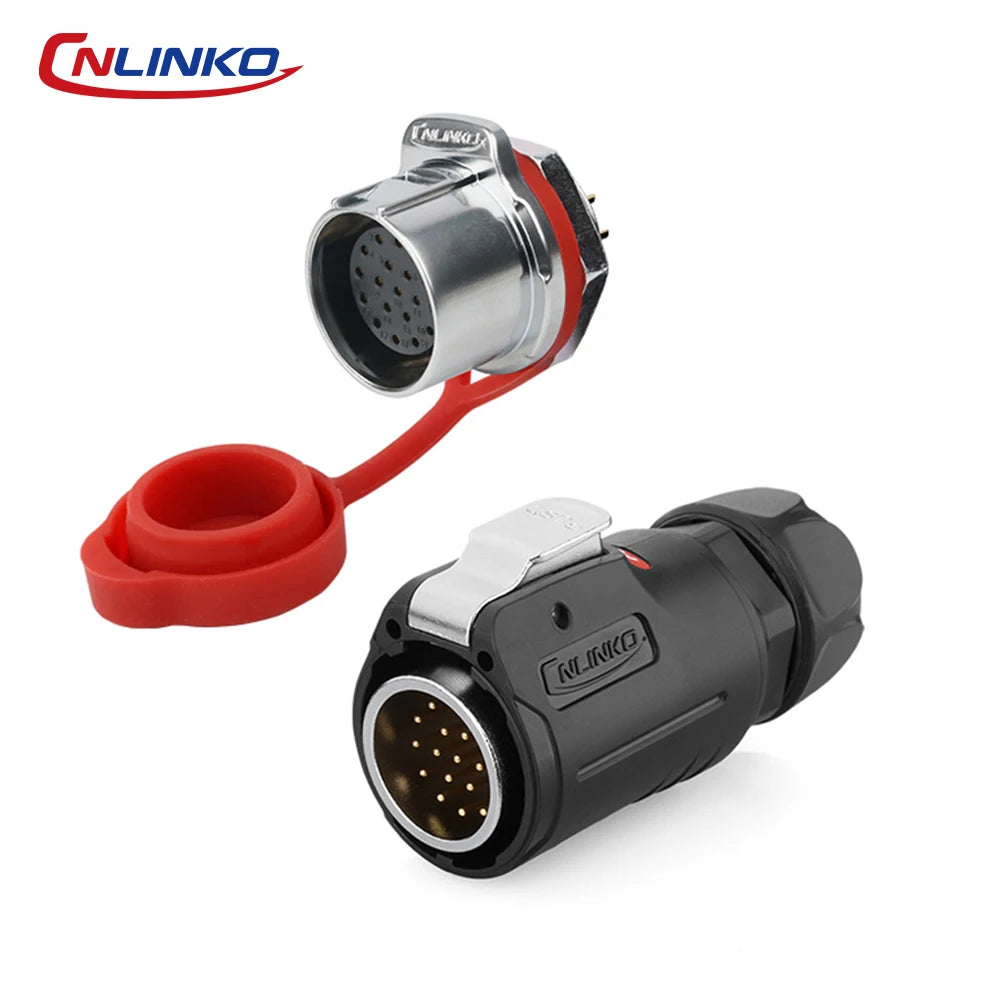 CNLINKO M24 Industrial Power & Signal Connector 2-24 Pin 25A 500V Waterproof IP68 Semi-Metal Solder Type Single-Hole Mount