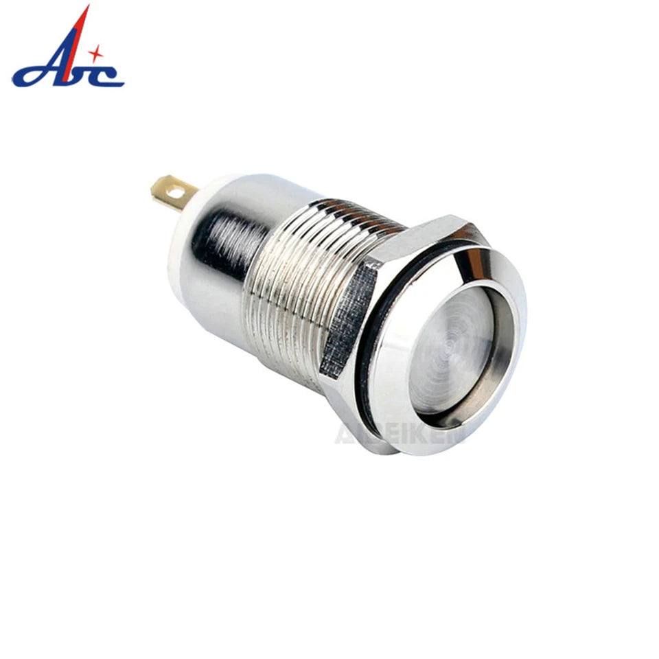 12mm 1NO Momentary Latching push button switch high flat head Push Button waterproof metal switch 2A 250V AC