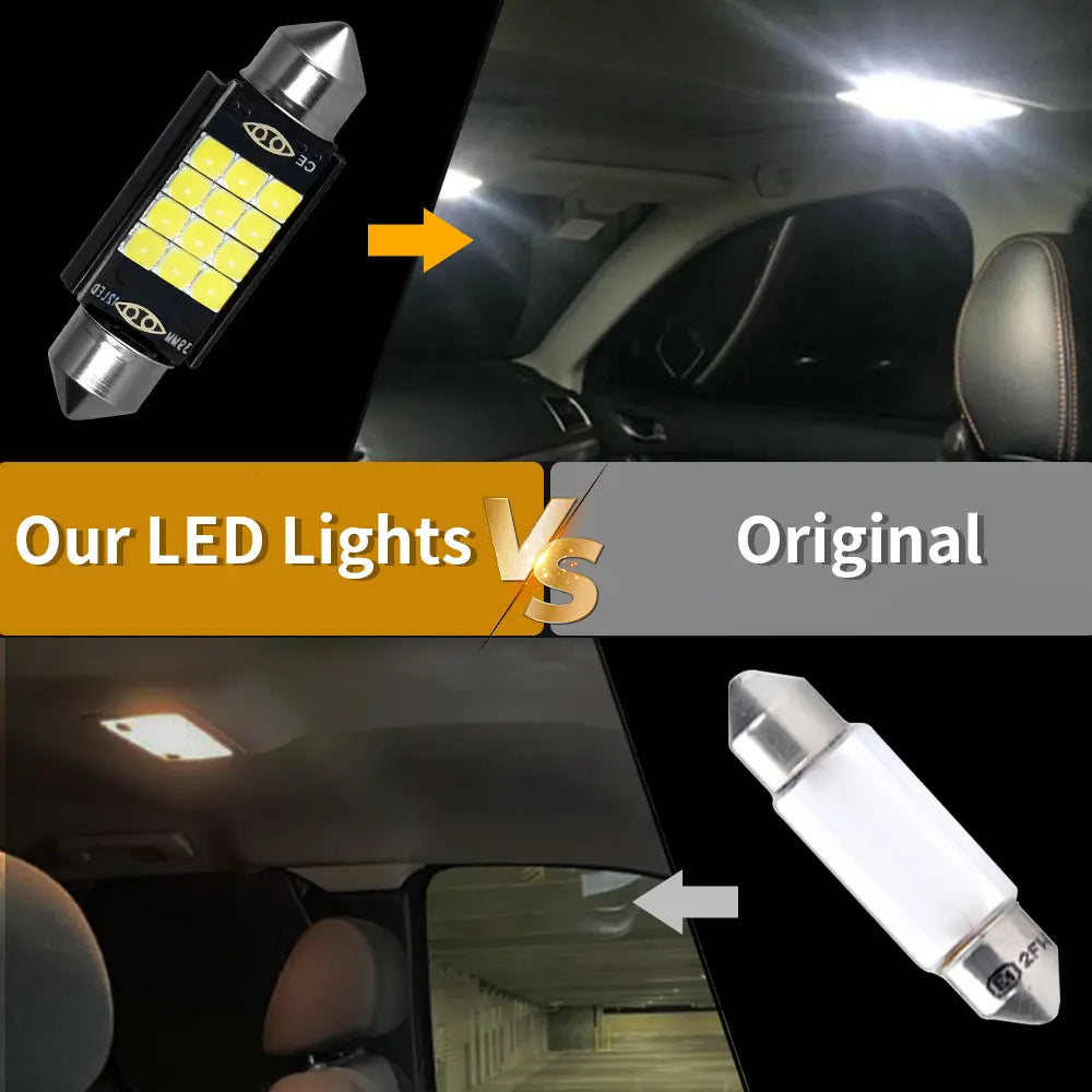Powerful Bright Festoon LED 31/36/39/41MM Super White 3030 9/12Chips Car Interior Reading Trunk Mirror License Plate Light 12V