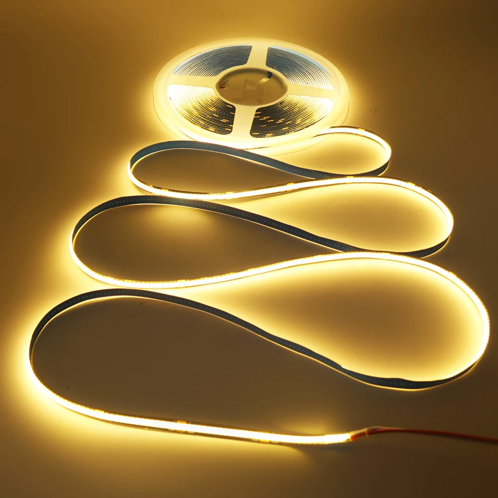 12V 24V COB LED Strip Light 3000K 4000K 6000K Black PCB 320LED/m High Density Lighting for Kitchen Cabinets Flex Tape RA90 IP30