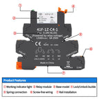 10pcs Slim Relay 5V 12V 24V DIN Rail Mounted Relay Moudle HF 41F SSR 30VDC 250VAC High Frequency Interface Relay With Led 6A