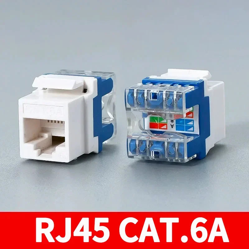 No-Tool Snap-In RJ45 Coupler - CAT6A CAT5E CAT6 Ethernet Socket Wall Plate with 8P8C Port for Network Cabling/Server Room