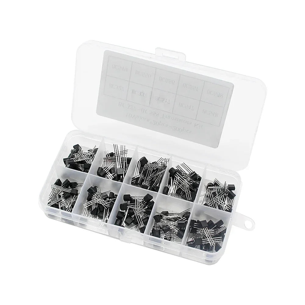 200PCS TO-92 NPN PNP Transistor Assorted Set BC327 BC337 BC517 BC547 BC548 BC549 BC550 BC556 BC557 BC558 Transistors Kit