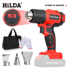 HILDA 21V Cordless Hot Air Gun Adjustable Temperature Rechargeable Handheld Heat Gun with Nozzles Compatible for Makita Battery