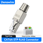Denswire CAT7/CAT6A RJ45 Connectors, Tool-Free Shielded Zinc Alloy Ethernet Plugs Termination Plug Fits Solid/Stranded Cable