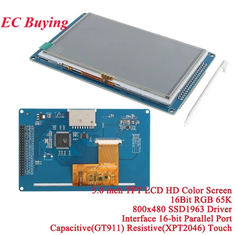 5.0 7.0 inch TFT LCD HD Color Screen Capacitive Resistive Touch Display Module 7.0" 5.0" 16Bit RGB 65K 800*480 SSD1963 51 STM32