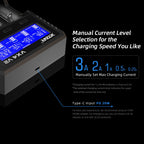 XTAR VX4 V2 18650 Charger AAA/AA 1.5V Li-ion /Ni-MH/LiFePO4 Battery PD20W Fast Charger with LED Display Battery Capacity Tester