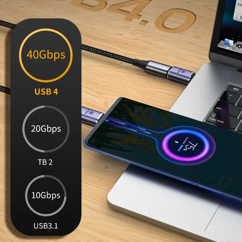 USB C Right Angle U-Shape Straight Angle Adapter Type C to Type C 40Gbps Fast Data Adapter Converter Charging Adapters