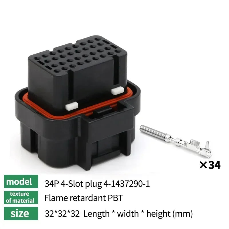 1/10/50 PCS 26/34pin AMP Waterproof Automobile Connector PCB To Board ECU Plug Domestic Needle Bender 6437288-3 4-1437290-0