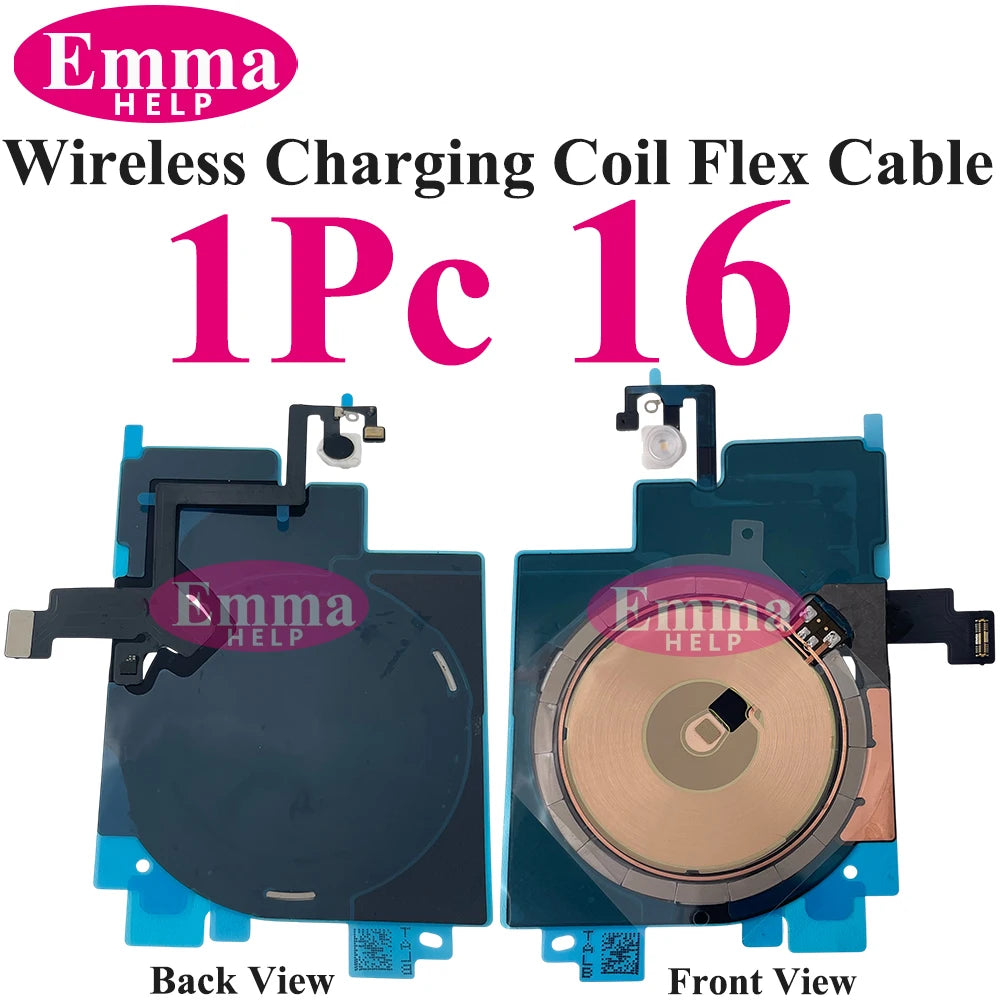 EmmaHelp 1pc For iPhone 13 Pro Max 16 14 15 8 Plus XR Wireless Charging Coil With Volume Flex Flash Charger Panel Sticker