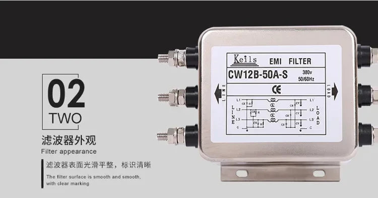 Three-phase Three/four-wire 380V AC Power Supply EMI Filter Servo Inverter Anti-interference CW12B-60A-S