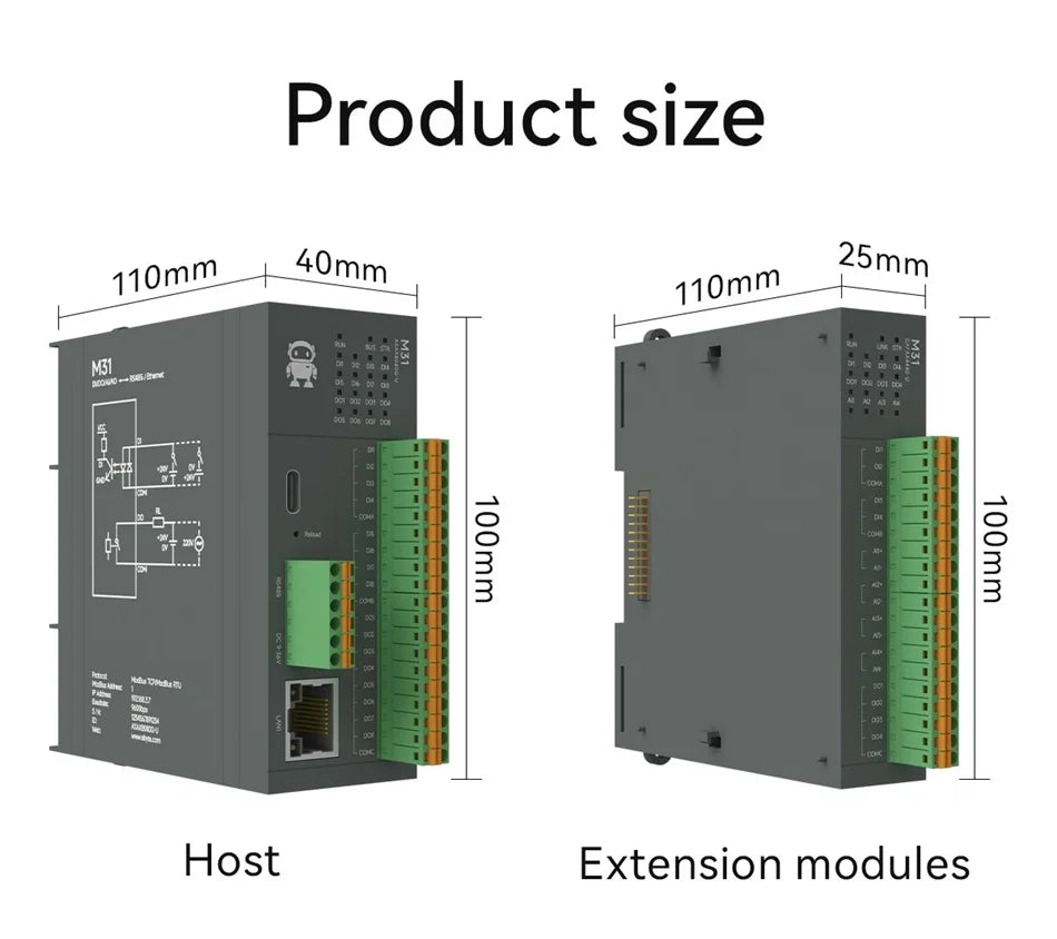 RS485 RJ45 DI/DO/AO/AI Distributed Remote IO Module CDEBYTE M31-U Series Modbus NEW Version Support PNP NPN DIP Free Splicing