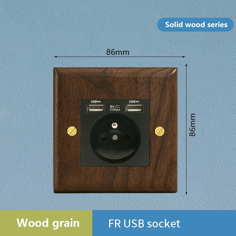 1/2/3/4gang1/2way European Vintage Passage Wall Light Solid Wood Brass Toggle Panel Switch Power Outlet, Antique Home Decor