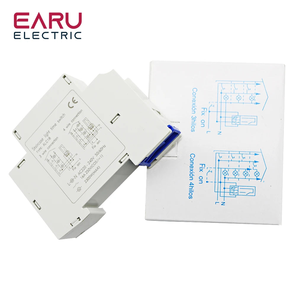 ALC18 Din Rail Mount Staircase Timer Switch 220VAC 16A Mechanical Time Delay Relay Auto-off Timer Corridor Stair Hall Lighting