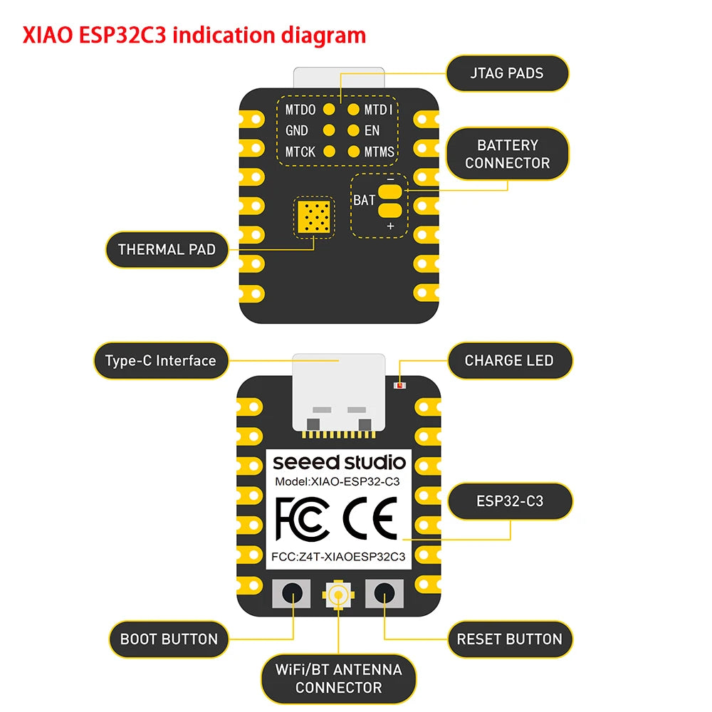 seeed XIAO ESP32-C3/C5/C6/S3 optional Mini Development Board Module 2.4GHz WiFi,BlE 5.0,for Arduino IoT Intelligent system