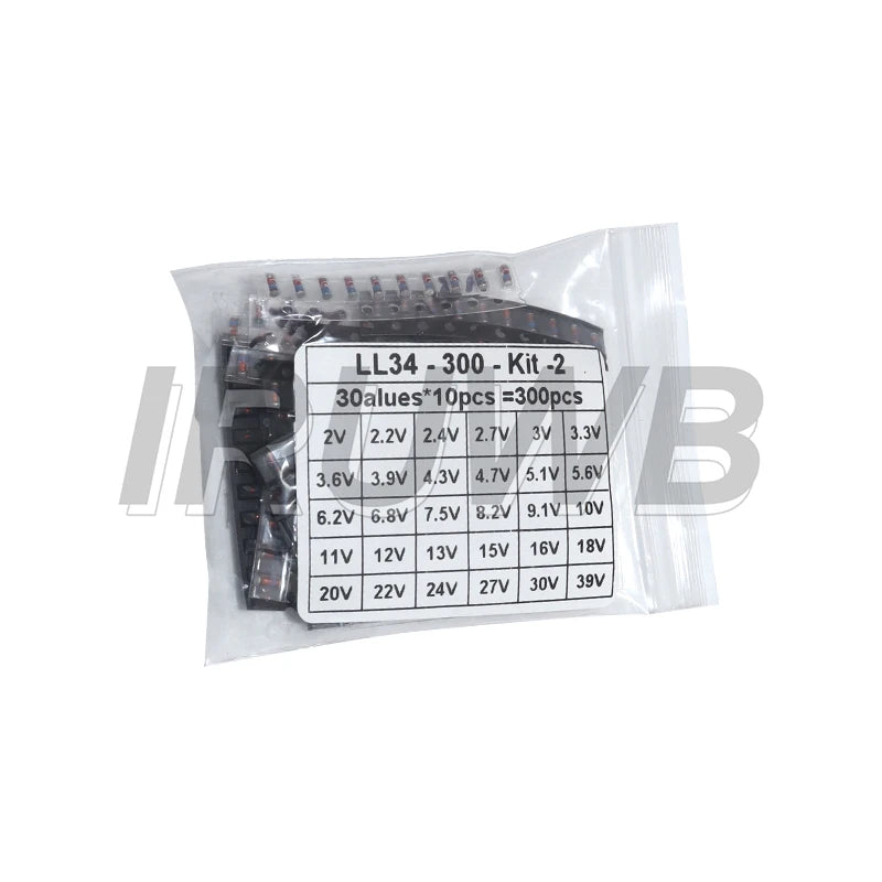 300PCS SMD Diode Set 1N4148 0.5W 1/2W 3V-24V 2V-39V SMD LL34 Zener Diode Kit