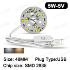 USB 3W 5W 10W DC5V 5730 2835 SMD LED Light Board LED Chip White Warm Light with On/Off Switch Cable Light Source Light Board