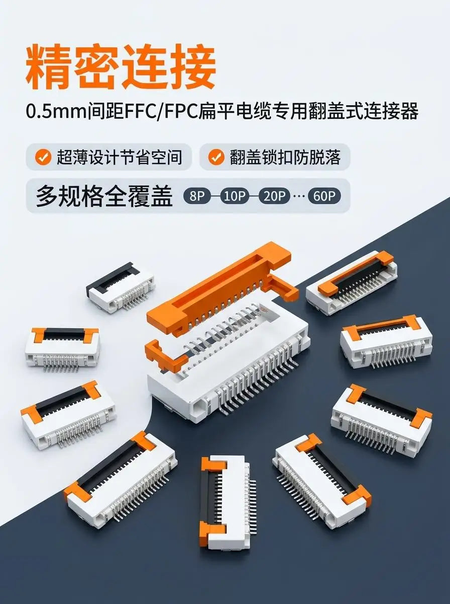 5pcs/10pcs FPC FFC socket Connector 0.5mm 1mm Pitch Flat Cable Flip bottom connection 4/5/6/8/10/12/14/16/20/22/24/30/34/40/50P