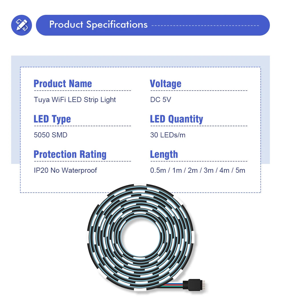 Smart LED Strip Lights RGB 5050 Tuya WiFi Zigbee Phone Control USB LED Flexible Ribbon Tape for TV Backlight Room Home Party