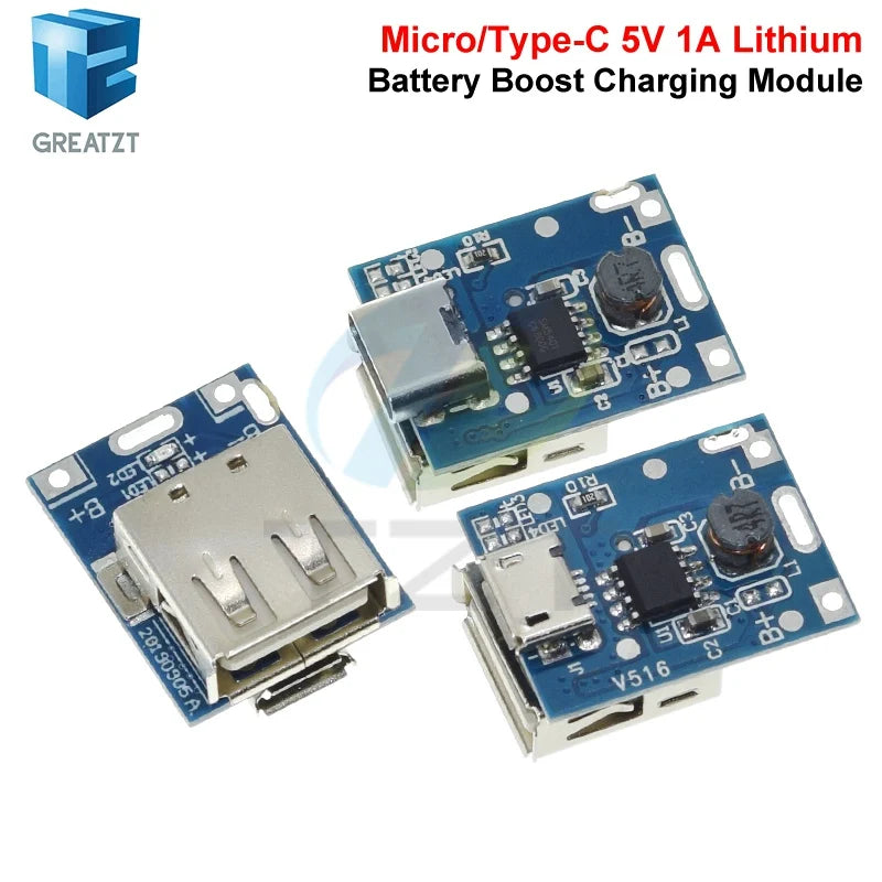 GREATZT 5V Boost Converter Step-Up Power Module Lithium Battery Charging Protection Board LED Display USB For DIY Charger 134N3P
