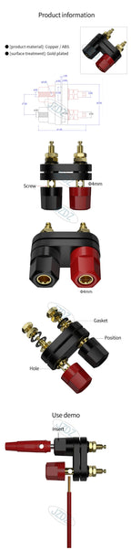 JZDZ 2PCS Dual Banana Plug Terminals Red Black Connector Amplifier Terminal Binding Post Banana Speaker Plug Jack J.50020