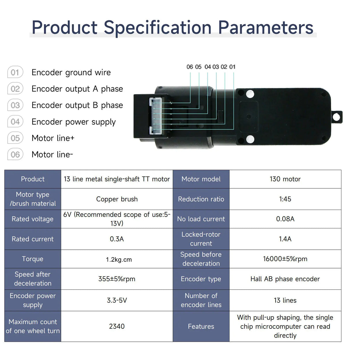 High Precision Hall Encoder TT DC Geared Motor with Encoder AB Phase Tachometer Code Disc Support PID Control for DIY Smart Car