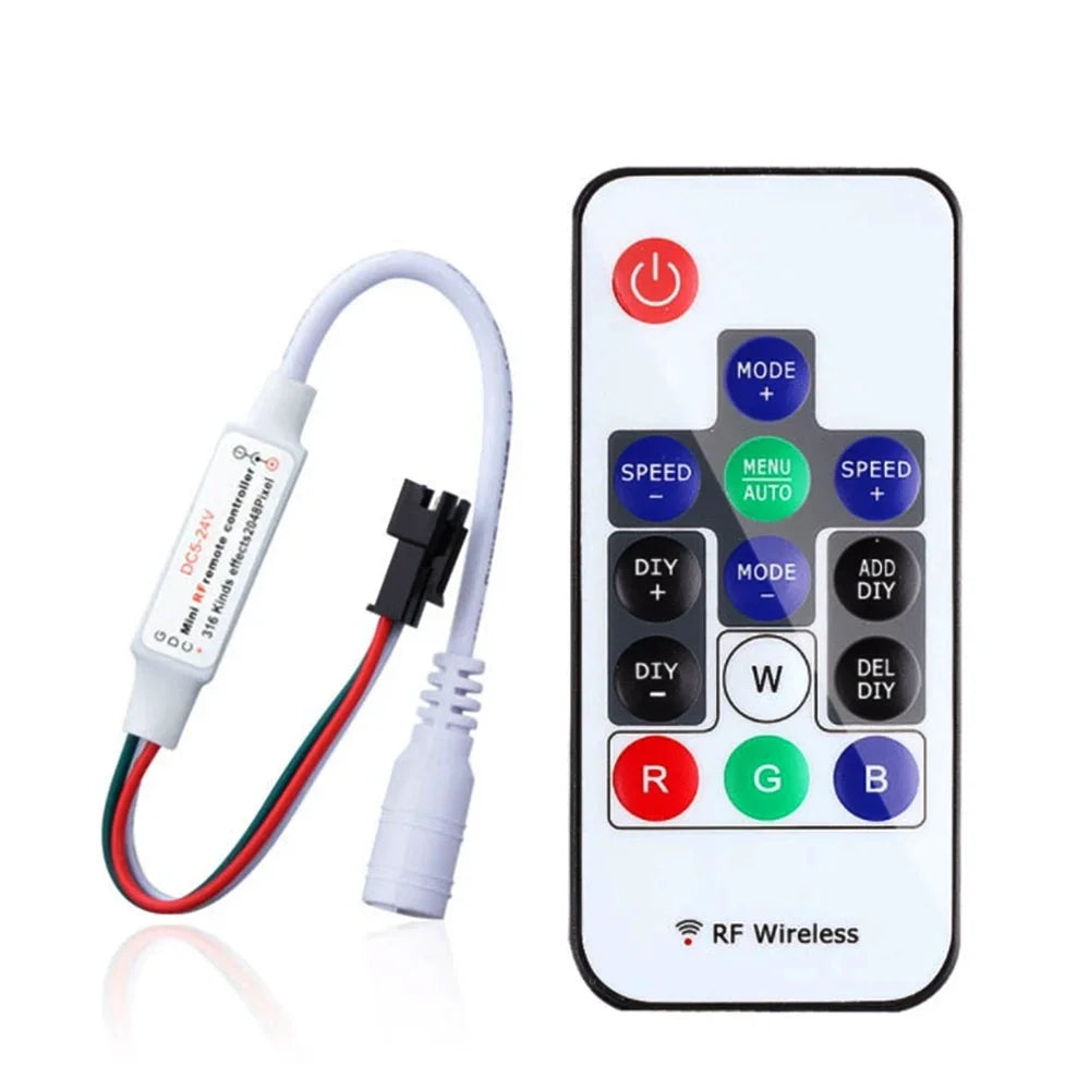 WS2811 WS2812B WS2813 WS2815 LED Pixels Strip Light Controller 3/4PIN USB/DC RF 14/17/21Keys LED Tape Remote Controller DC5-24V