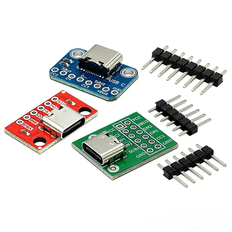 Type‑C USB Female To DIP Pin Header Adapter Board Pre‑Welded USB‑C Socket Breakout Module for Arduino Power Supply Debugging