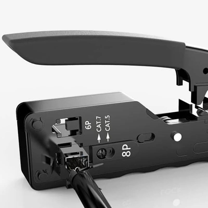 RJ45 Crimp Plier Pass Through Crimper Stripper Cutter for Cat7 Cat6 Cat5e 8P Modular Connector Ethernet All-in-one Wire Tool