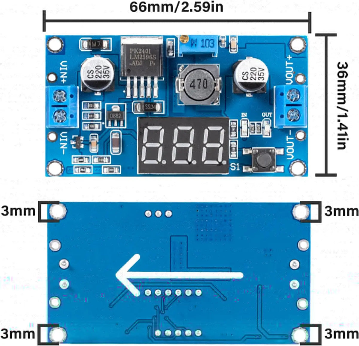 LM2596 DC DC Step Down Converter Voltage Regulator LED Display Voltmeter 4.0~40 to 1.25-37V Buck Adapter Adjustable Power Supply
