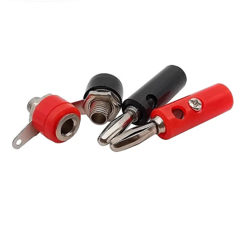 5 Pairs 4mm Banana Plug Male & Female Socket Connector Screw Terminal Binding Post Adapter for Audio Speaker Set