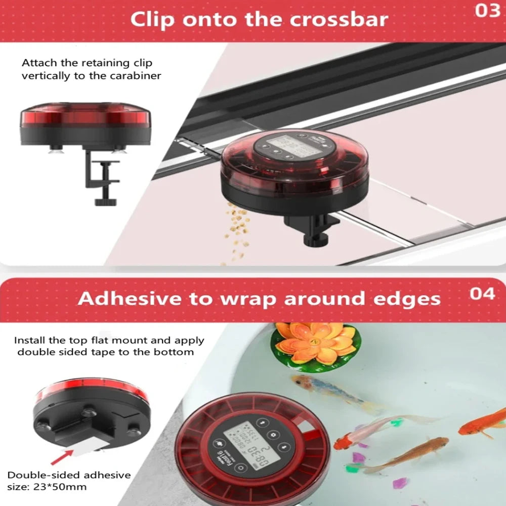 Automatic Fish Feeder for Aquarium Automatic Food Dispenser with Timer Rechargeable Timer Feeder with USB Cable LCD Display
