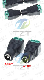 5.5MM x 2.1MM / 2.5MM Female Male DC Power Plug Adapter for 5050 3528 5060 Single Color LED Strip and CCTV Cameras