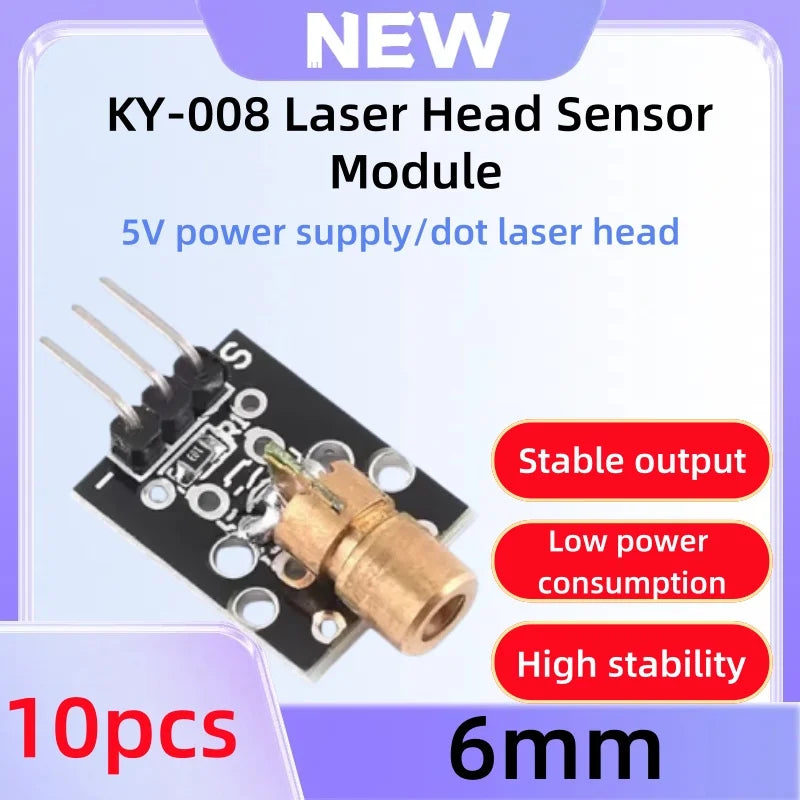 The Ky-008 Laser Head Sensor Module of 1-10Pcs Is Suitable for the 6mm Laser Module with a Dot-Shaped Laser Head and 5V Power Su