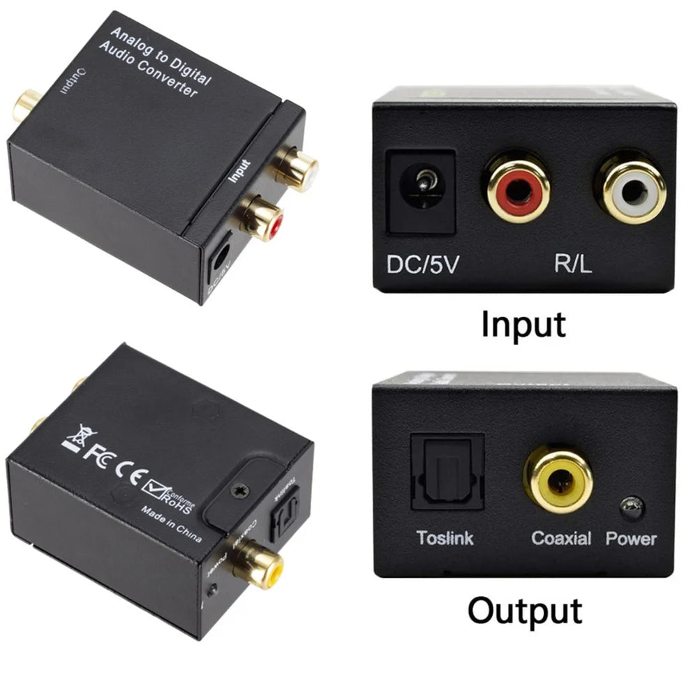 ADC Analog to Digital Audio Converter Analog to Optical Fiber Coaxial Signal ADC Spdif Stereo 3.5MM Jack 2*RCA Amplifier Decoder