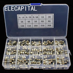 150pcs 5*20mm Fast-blow Glass Tube Fuses Car Glass Tube Fuses Assorted Kit with Box Fusiveis 15Kinds 0.1A-30A Household Fuses