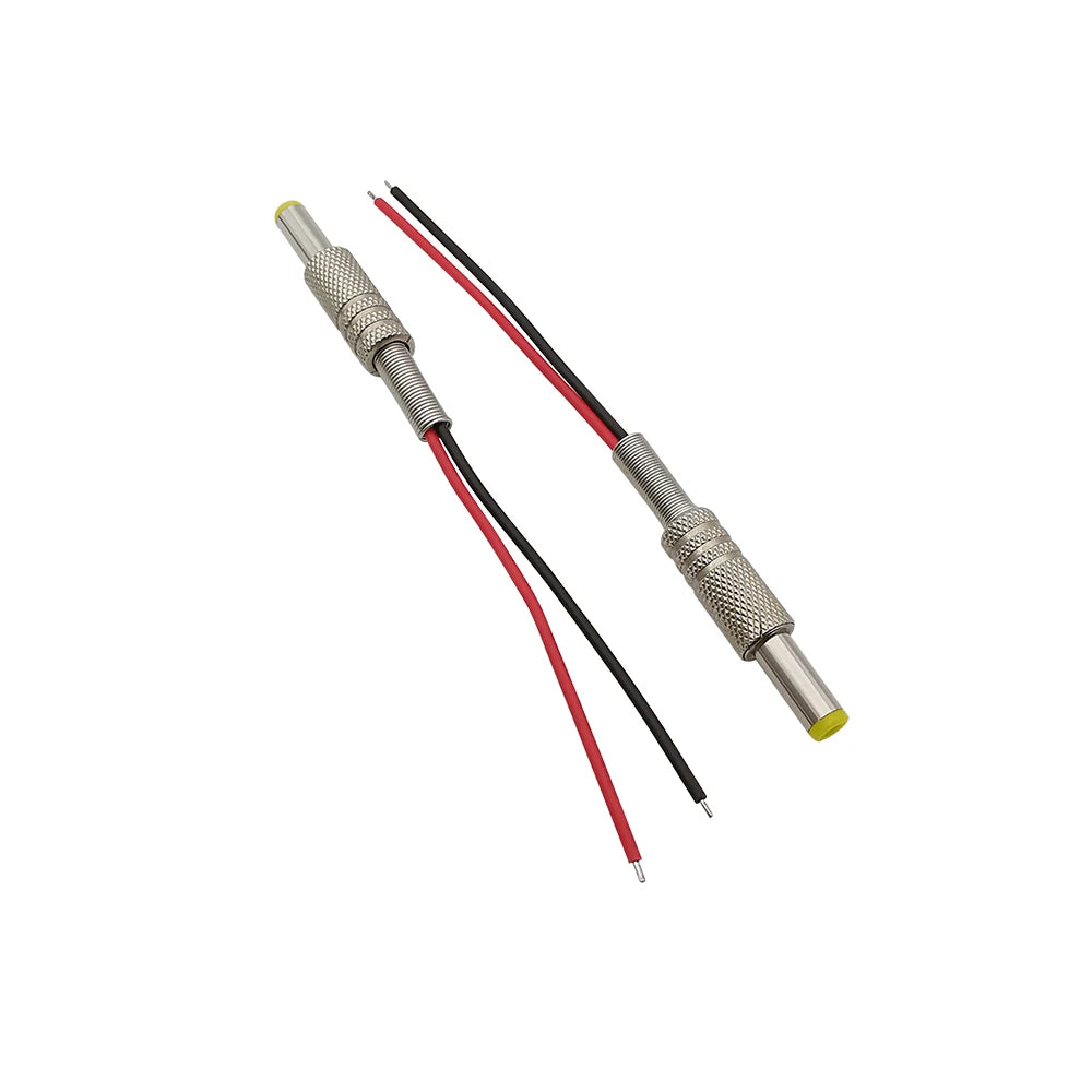 5.5 x 2.1mm 5.5 x 2.5mm DC Power Male Plug DC-099 DC Socket Threaded Panel Mount Female Connector Adapter With 20AWG Cable Wires