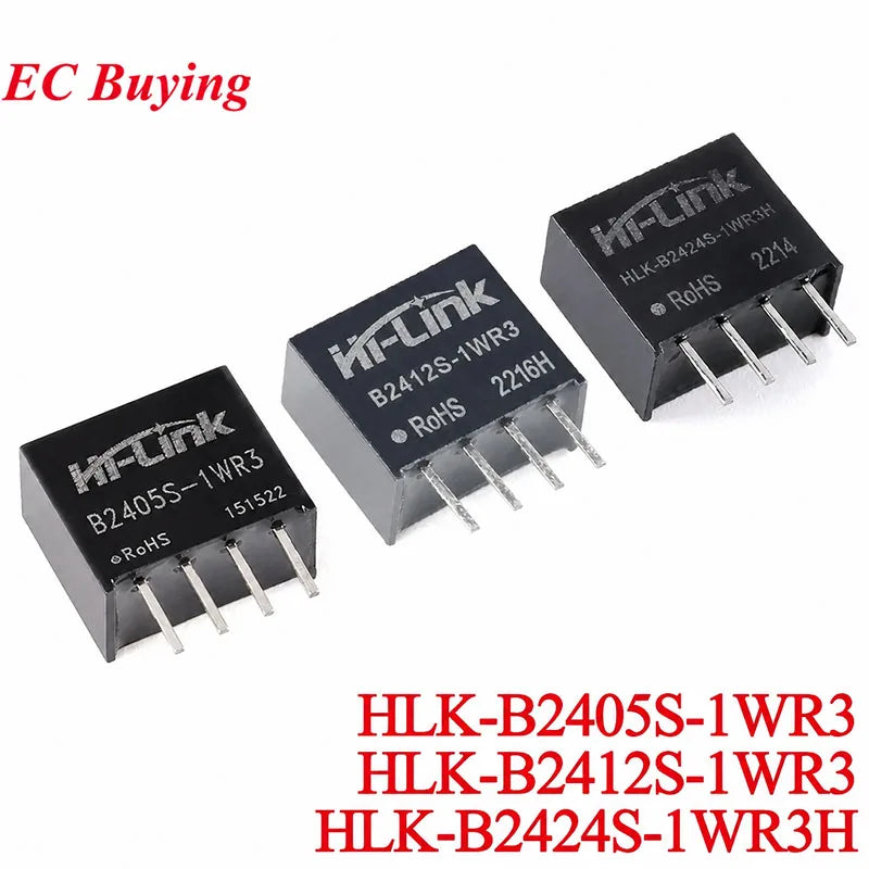 2pcs/1pc DC DC Isolated Power Module 1W Hi-Link B2405S B2412S B2424S 1WR3 24V to 5V 12V 24V Converter Voltage Transformer Module