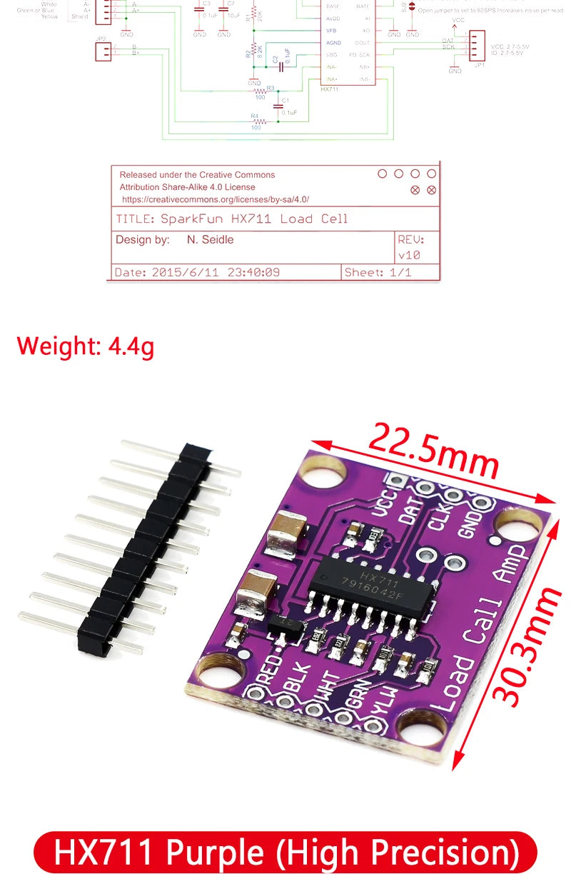 HX711 AD Module Body Load Cell Weighing Sensor Pressure Sensor+4Pcs 50kg Human Scale Load Cell Weight Sensors+Measurement Tools