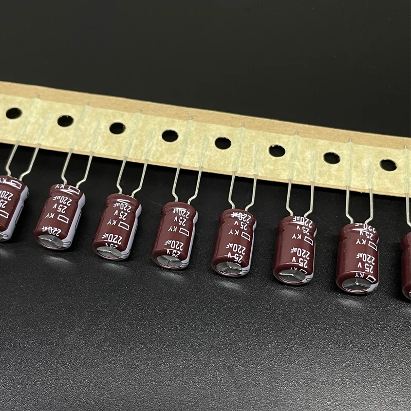 10pcs 220uF 25V NIPPON NCC KY Series 8x12mm Low Impedance 25V220uF Aluminum Electrolytic Capacitor